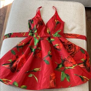 Floral Red Dress